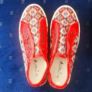 Montana West Burnt Orange Sneakers with Rhinestones